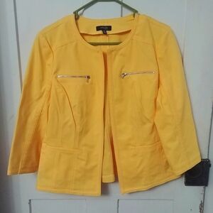 Rafaella Women's Blazer Jacket Gold Zipper Pockets Size 14 Petite